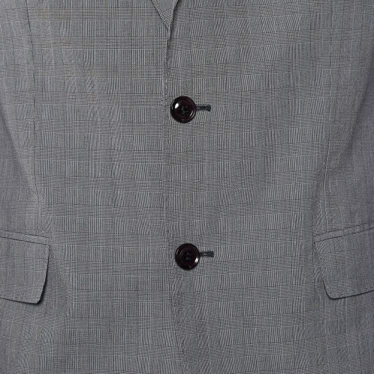 Pre Owned Boss By Hugo Boss Grey Checkered Cotton Huge/Genius-W Blazer L