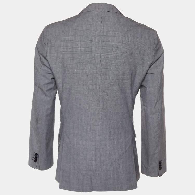 Pre Owned Boss By Hugo Boss Grey Checkered Cotton Huge/Genius-W Blazer L