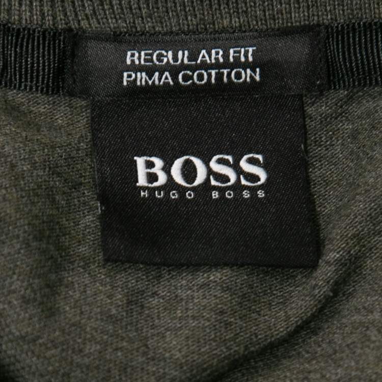 مملوكة مسبقًا Boss By Hugo Boss Grey Cotton Knit Polo T-Shirt L