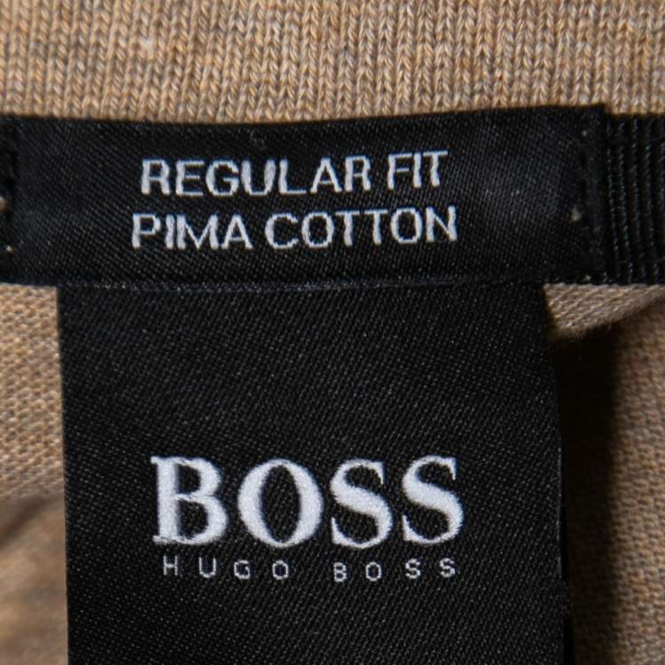Pre Owned Boss By Hugo Boss Tan Brown Cotton Knit Polo T-Shirt L