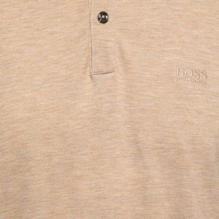 Pre Owned Boss By Hugo Boss Tan Brown Cotton Knit Polo T-Shirt L