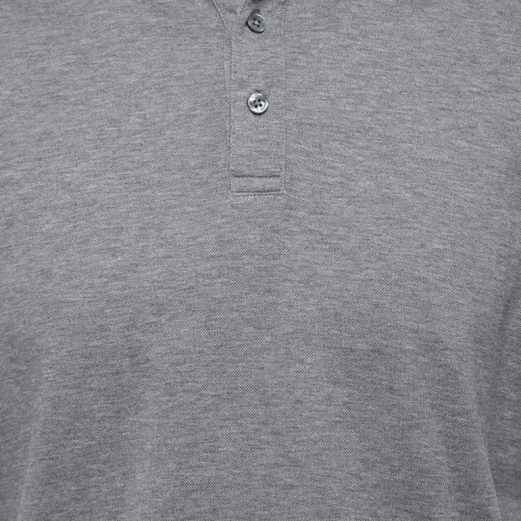 Pre Owned Boss By Hugo Boss Grey Cotton Knit Polo T-Shirt M