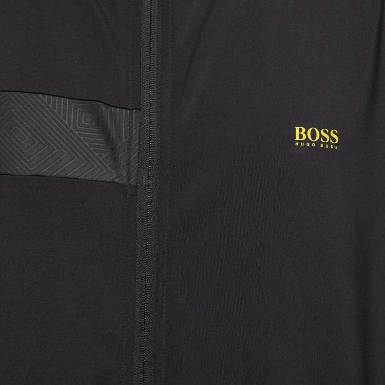 Pre Owned Boss by Hugo Boss Black Jersey Saggytech Zip Up Sweatshirt 3XL