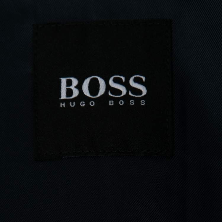 Pre Owned Boss By Hugo Boss Navy Blue/White Striped Cotton Double Breasted Blazer M