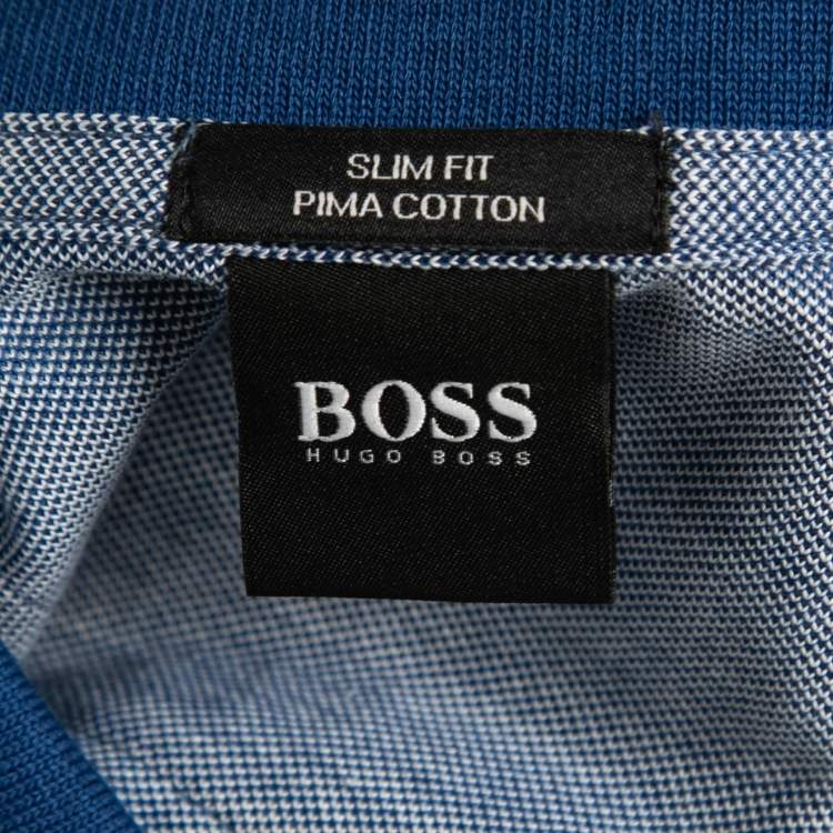 Pre Owned Boss By Hugo Boss Blue Pima Cotton Paule 4 Slim Fit Polo Shirt L