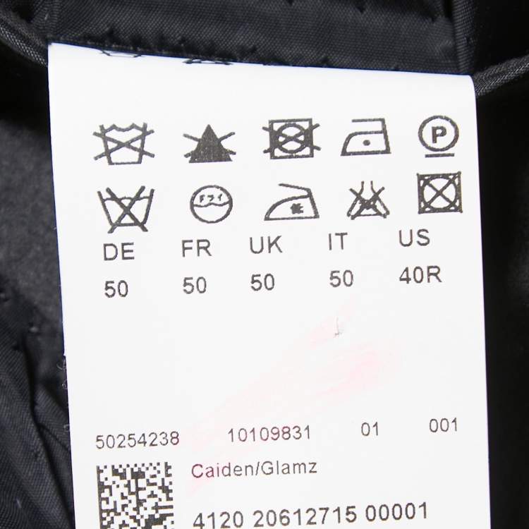 Pre Owned Boss By Hugo Boss Black Wool & Satin Lapel Tuxedo Blazer L