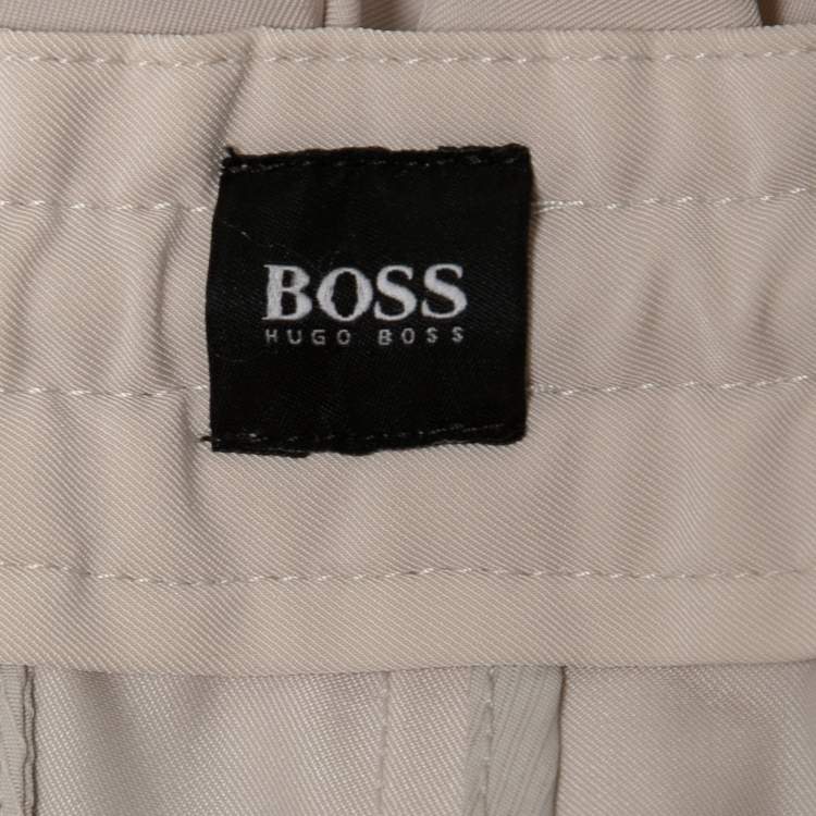Pre Owned Boss By Hugo Boss Bone White Cady Drawstring Trousers L