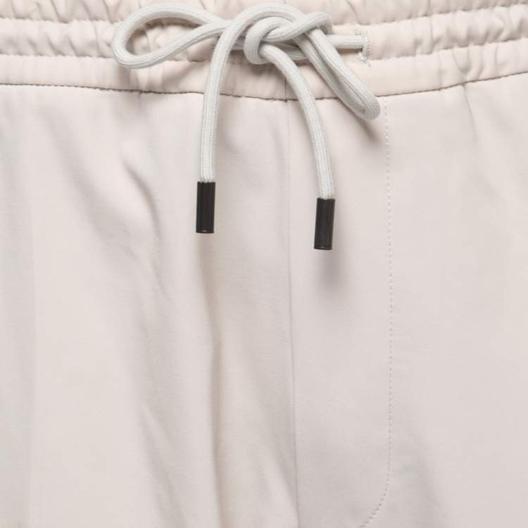 Pre Owned Boss By Hugo Boss Bone White Cady Drawstring Trousers L