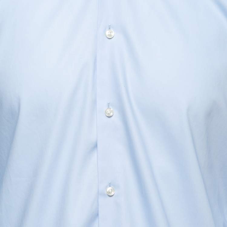 Pre Owned Hugo by Hugo Boss Blue Cotton Button Front Shirt M