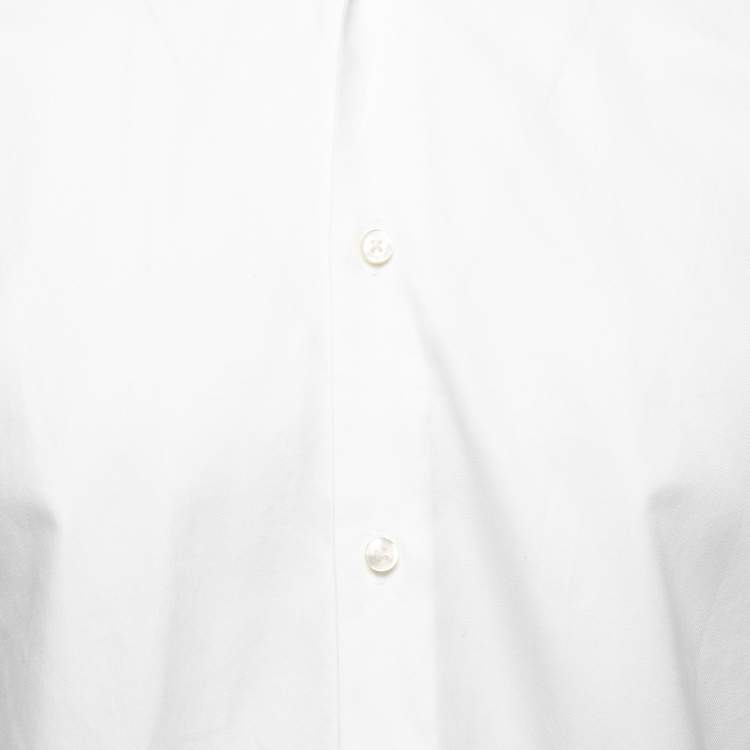 Pre Owned Boss By Hugo Boss White Cotton Button Front Slim Fit Shirt M