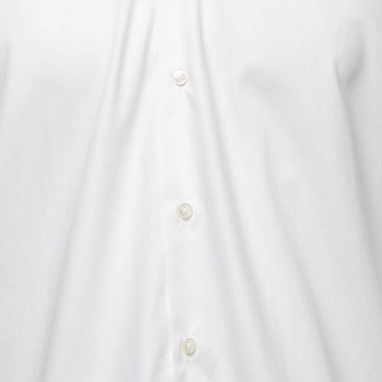 Pre Owned Boss By Hugo Boss White Cotton Full Sleeve Regular Fit Easy Iron Shirt M