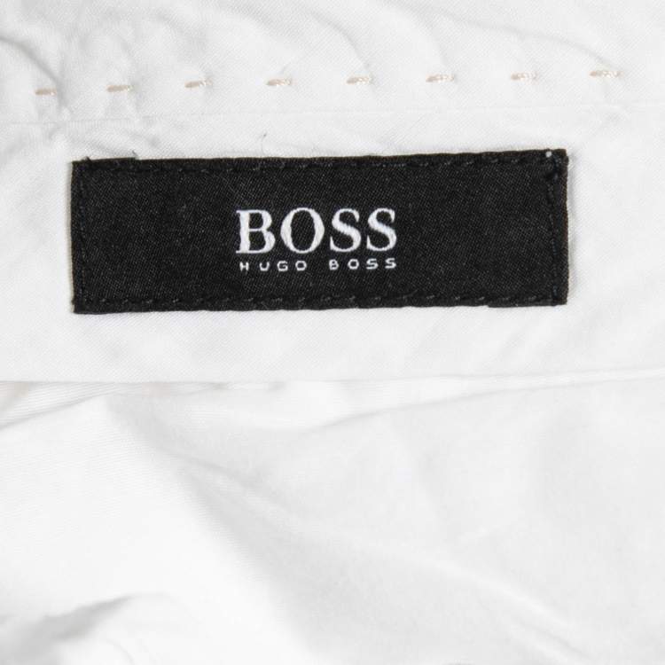 Pre Owned Boss By Hugo Boss White Cotton Classic Slim Fit Chino Pants L