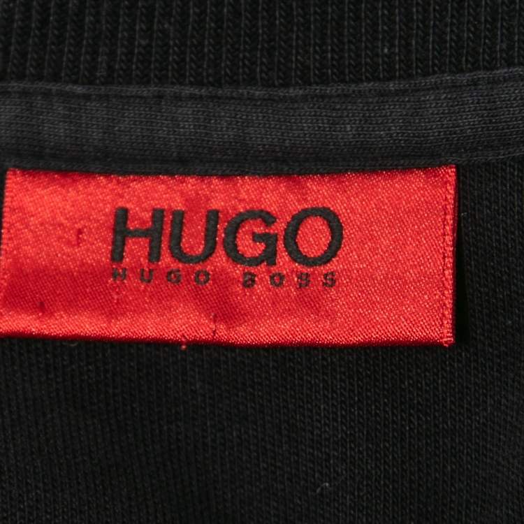 Pre Owned Boss By Hugo Boss Black Cotton Knit Crew Neck Sweatshirt L