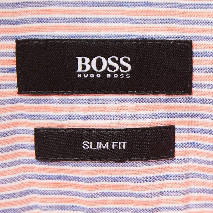 Pre Owned Boss By Hugo Boss Red Cotton Button Front Shirt L