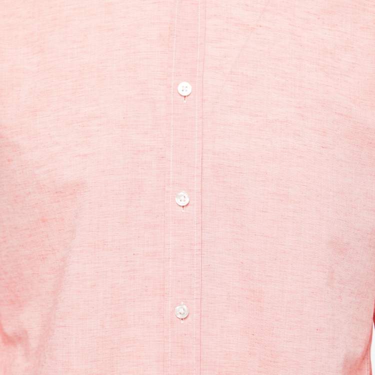 Pre Owned Boss By Hugo Boss Red Cotton Button Front Shirt L