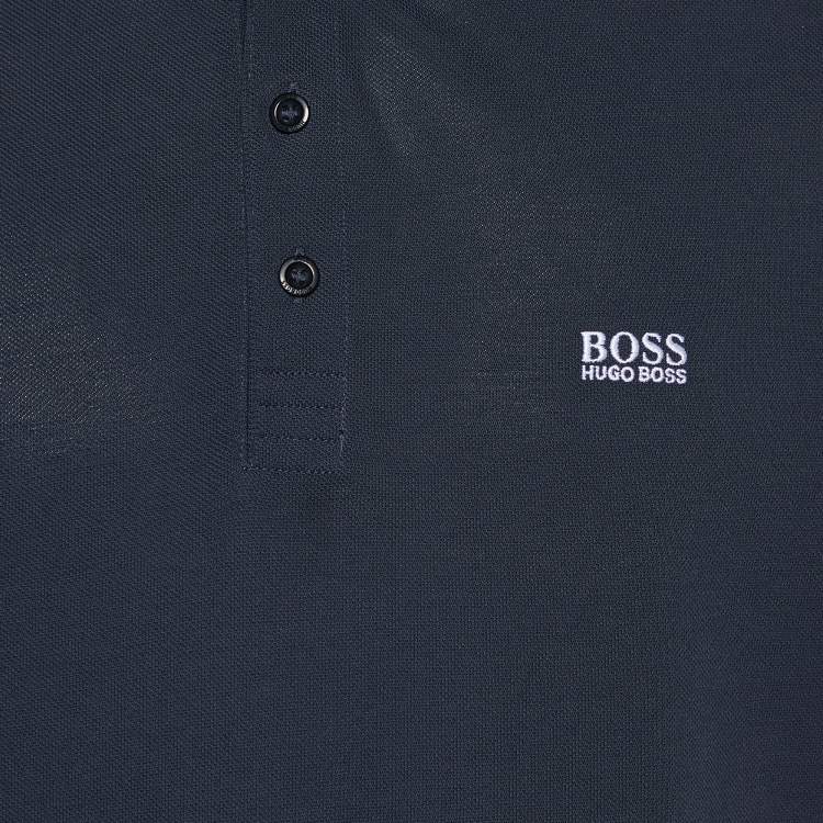 Pre Owned Boss By Hugo Boss Navy Blue Cotton Regular Fit Polo T shirt XL