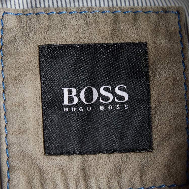 Pre Owned Boss by Hugo Boss Beige Suede ZIp Front Jacket XL