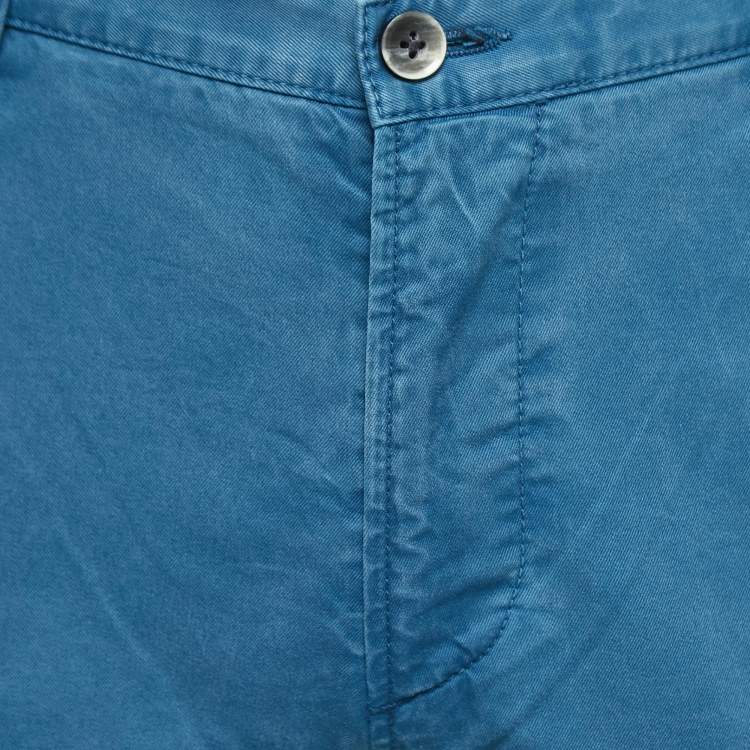 Pre Owned Boss By Hugo Boss Blue Cotton Straight Leg Pants L