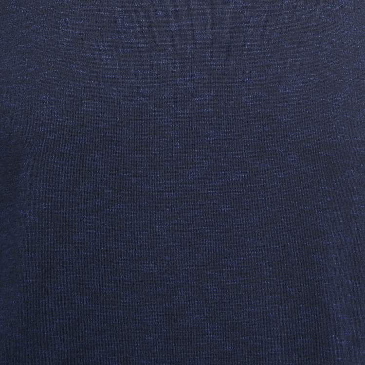 Pre Owned Boss By Hugo Boss Navy Blue Cotton Knit Crew Neck Sweatshirt L