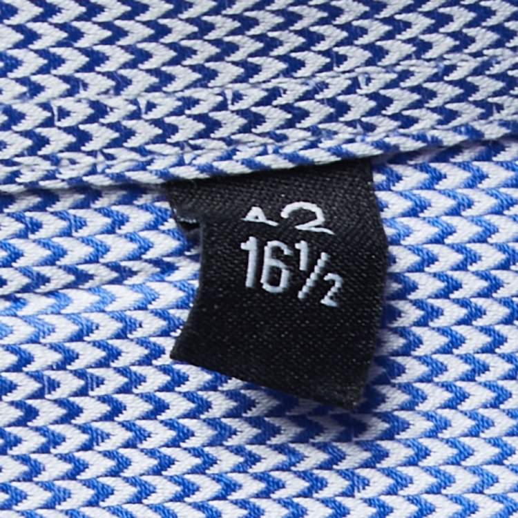 Pre Owned Boss By Hugo Boss Blue Patterned Cotton Slim Fit Full Sleeve Shirt XL