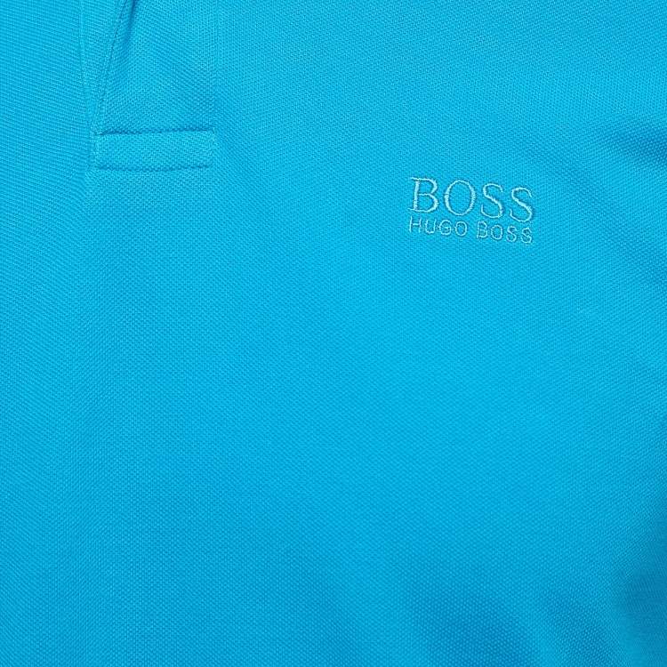 Pre Owned Boss By Hugo Boss Blue Cotton Regular Fit Polo T-Shirt M