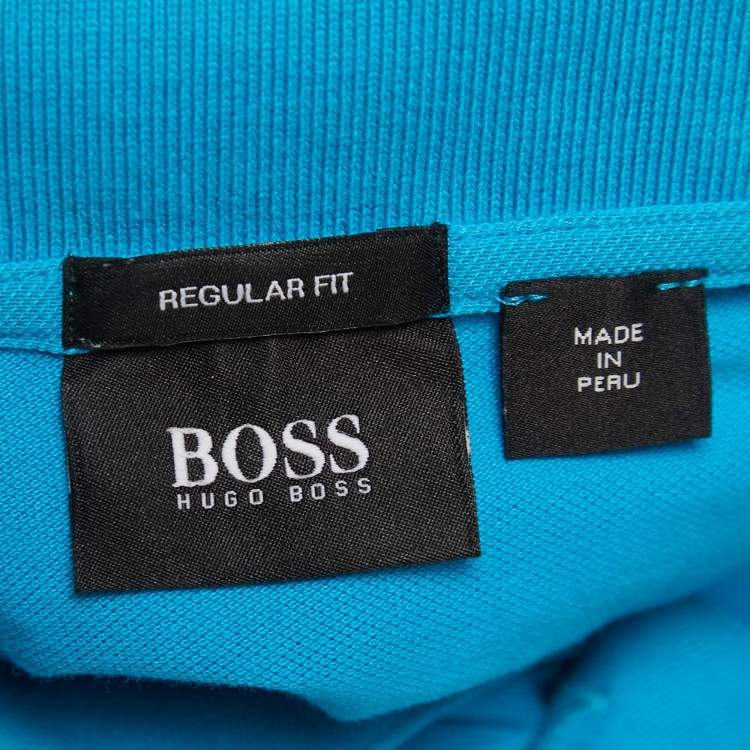 Pre Owned Boss By Hugo Boss Blue Cotton Regular Fit Polo T-Shirt M