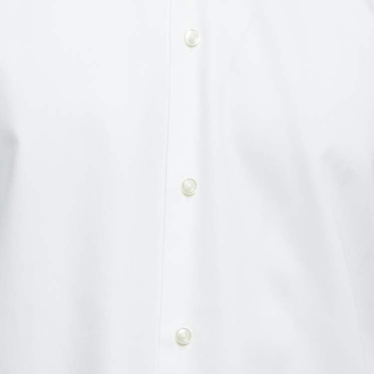 Pre Owned Boss by Hugo Boss White Cotton Round Neck Slim Fit Shirt L