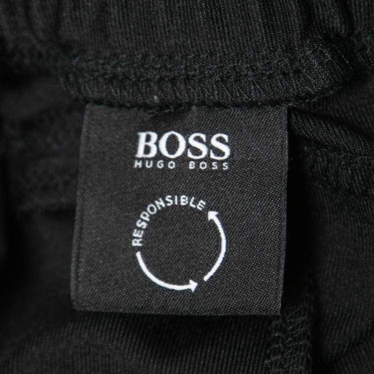 Pre Owned Boss By Hugo Boss Black Stretch Knit Track Pants L