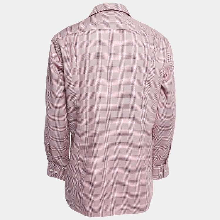 Pre Owned Boss By Hugo Boss Red Plaid Cotton Blend Button Front Full Sleeve Shirt XXL