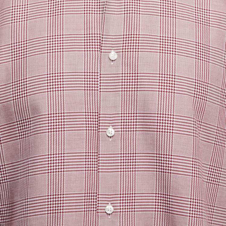 Pre Owned Boss By Hugo Boss Red Plaid Cotton Blend Button Front Full Sleeve Shirt XXL