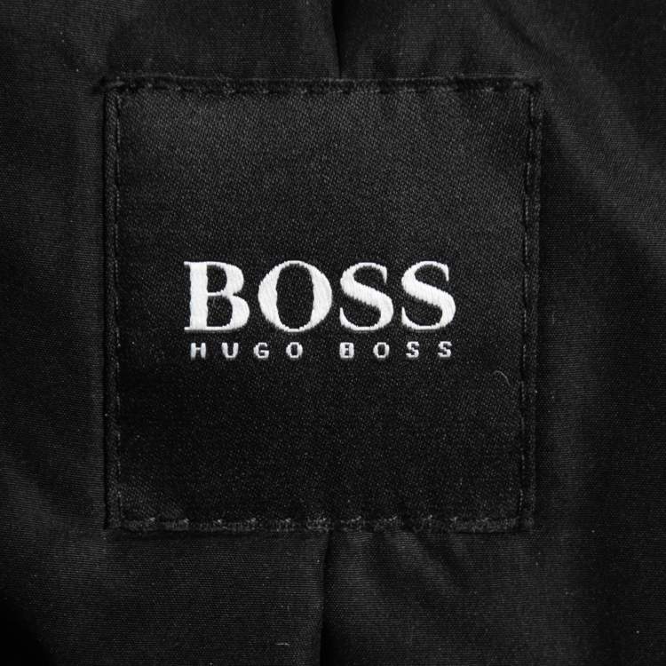 Pre Owned Boss By Hugo Boss Black Wool Single Breasted Hooded Coat M