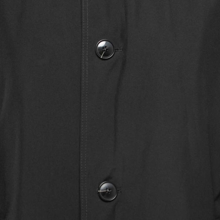 Pre Owned Boss By Hugo Boss Black Synthetic Single Breasted Coat M