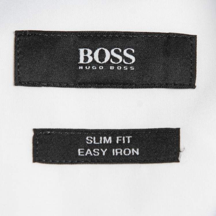 Pre Owned Boss By Hugo Boss White Cotton Joram Slim Fit Shirt M