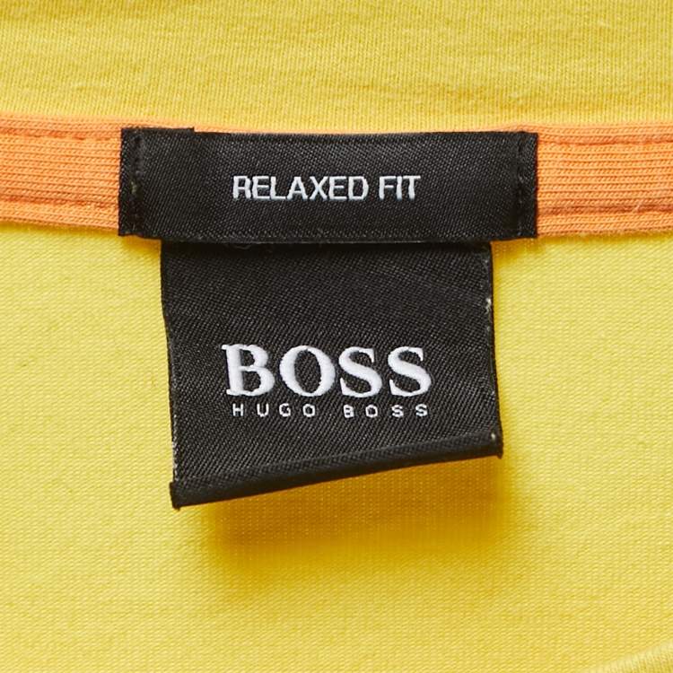 Pre Owned Boss By Hugo Boss Yellow Cotton Relaxed Fit Crew Neck T-Shirt XL