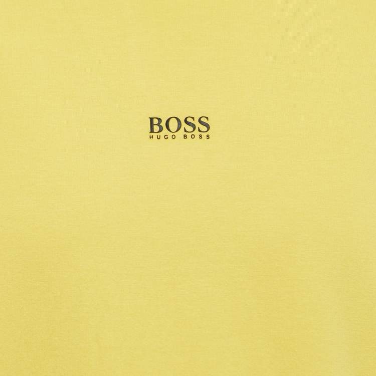 Pre Owned Boss By Hugo Boss Yellow Cotton Relaxed Fit Crew Neck T-Shirt XL