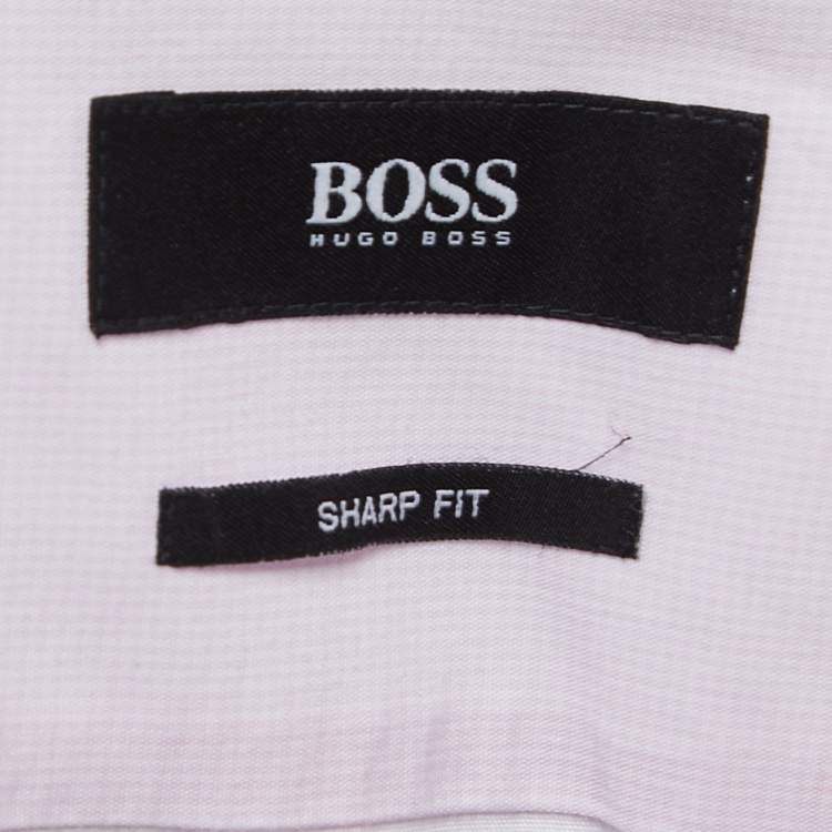 Pre Owned Boss By Hugo Boss Pink Pin Check Cotton Marlow Sharp Fit Shirt M
