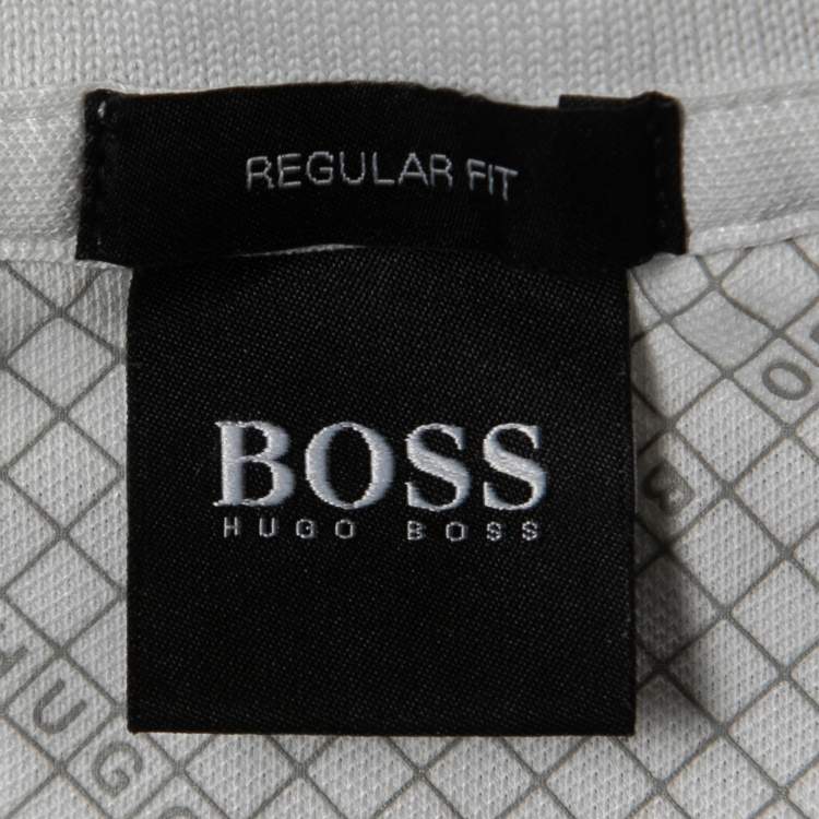 Pre Owned Boss By Hugo Boss White Logo Embroidered Knit Regular Fit Polo T-Shirt XXL