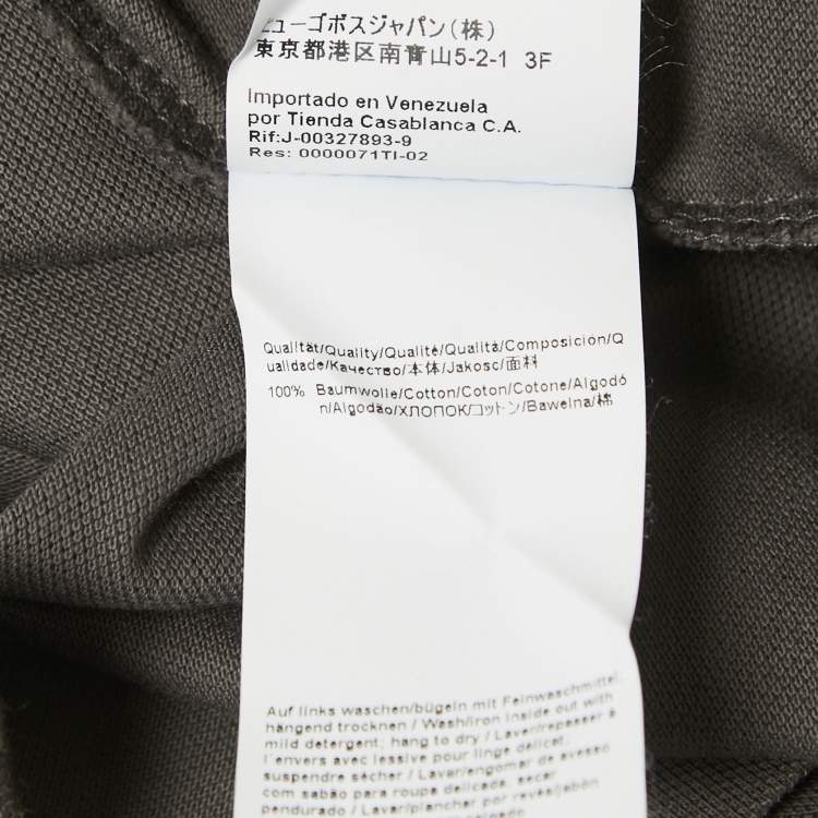 مملوكة مسبقًا Boss By Hugo Boss Grey Logo Embroidered Cotton Pique Polo T-Shirt XXL