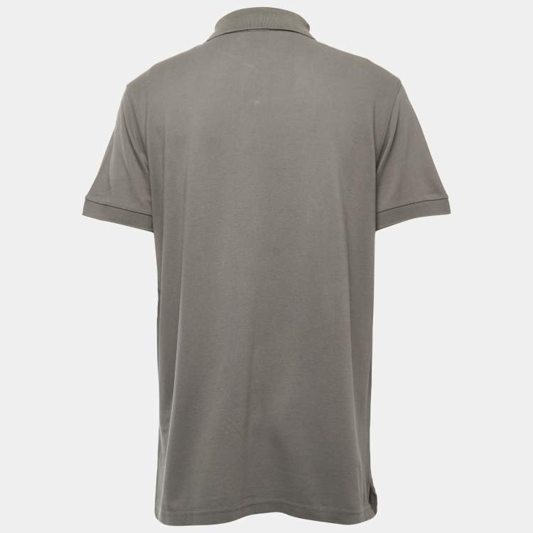 مملوكة مسبقًا Boss By Hugo Boss Grey Logo Embroidered Cotton Pique Polo T-Shirt XXL