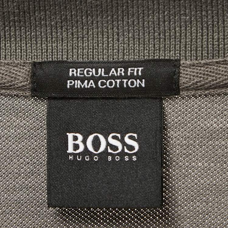 مملوكة مسبقًا Boss By Hugo Boss Grey Logo Embroidered Cotton Pique Polo T-Shirt XXL