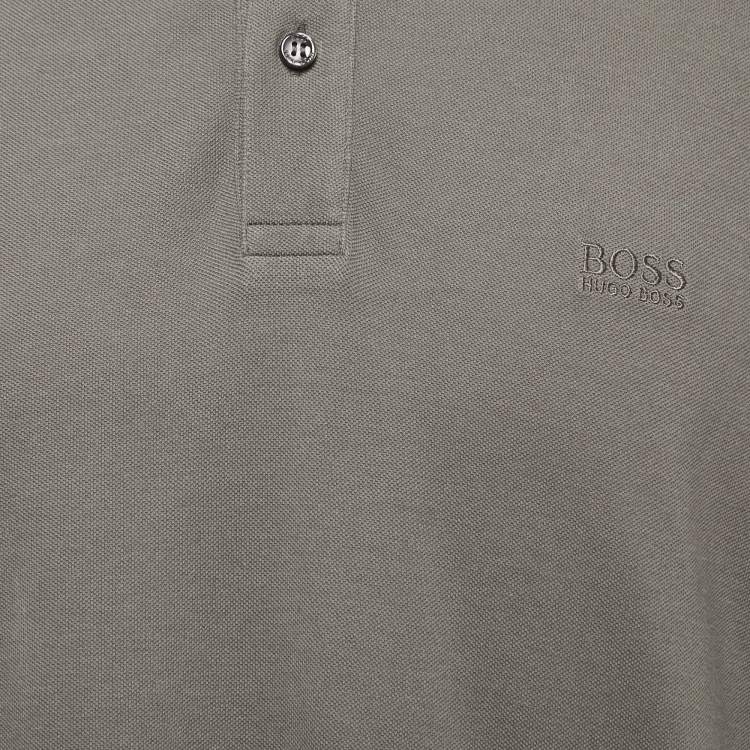 مملوكة مسبقًا Boss By Hugo Boss Grey Logo Embroidered Cotton Pique Polo T-Shirt XXL