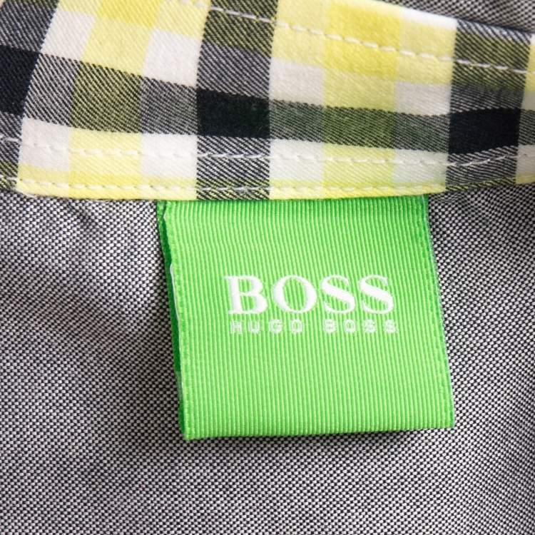 Pre Owned Boss By Hugo Boss Grey Cotton Button Front Banyo Full Sleeve Shirt 3XL