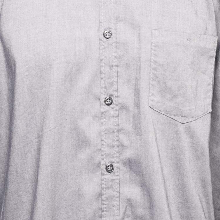 Pre Owned Boss By Hugo Boss Grey Cotton Button Front Banyo Full Sleeve Shirt 3XL