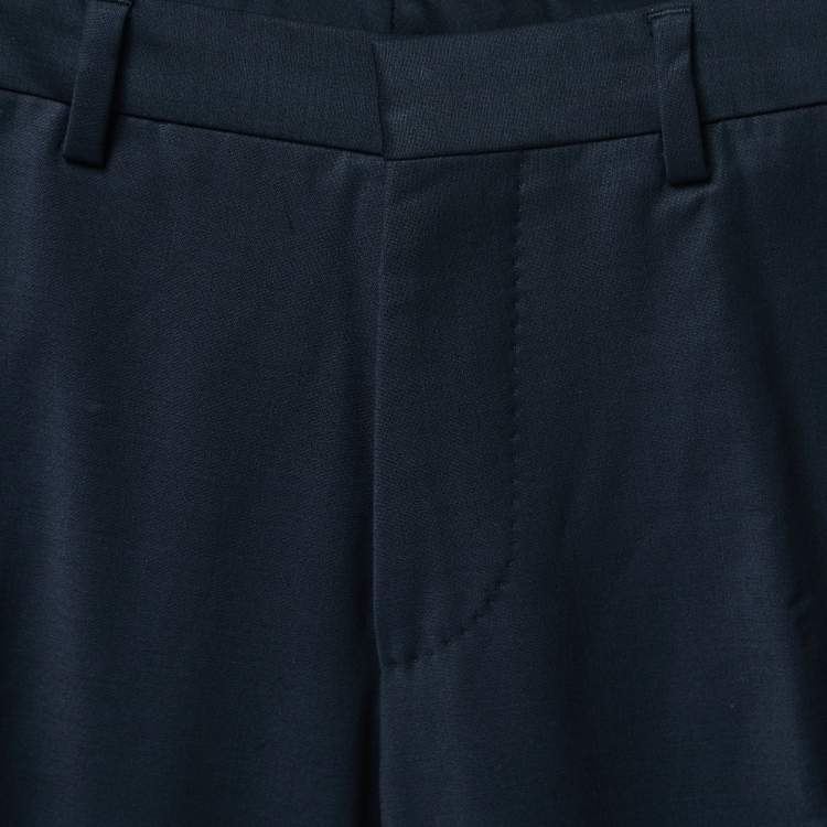 Pre Owned Boss By Hugo Boss Navy Blue Wool Blend Trousers S