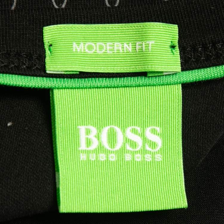 Pre Owned Boss By Hugo Boss Black Logo Print Cotton Long Sleeve T-Shirt L