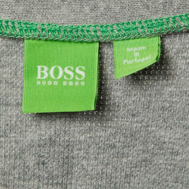 Pre Owned Boss By Hugo Boss Grey Cotton Knit Button Front Cardigan L