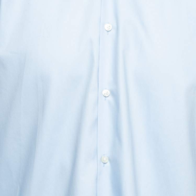 Pre Owned Boss By Hugo Boss Blue Cotton Button Front Slim Fit Shirt XXL