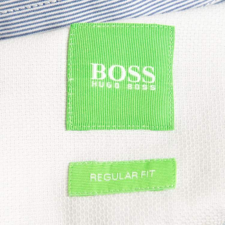 Pre Owned Boss By Hugo Boss Blue Striped Cotton Button Front Regular Fit Shirt XL