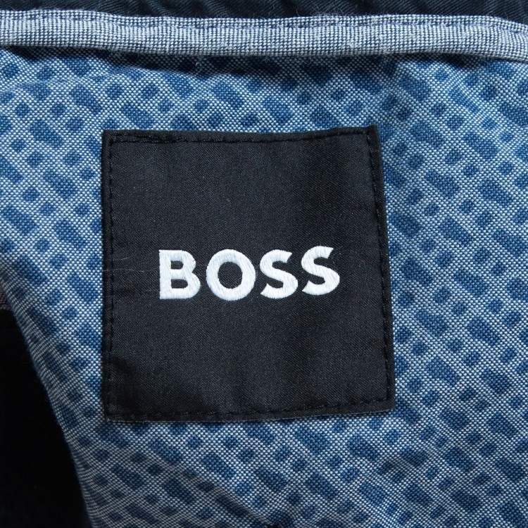 Pre Owned Boss By Hugo Boss Dark Blue Cotton Genius-W-224F Slim Fit Pants S