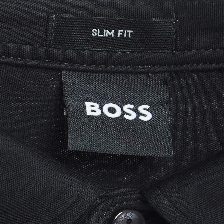 Pre Owned Boss By Hugo Boss Black Logo Detailed Cotton Polo T-Shirt L